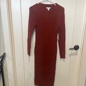 Nine West Red Long Sleeve Bodycon Dress